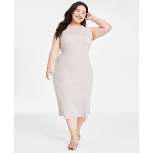 On 34TH Women's Plus Size 0X Rainbow Knit Ribbed Midi Sweater Dress NWT